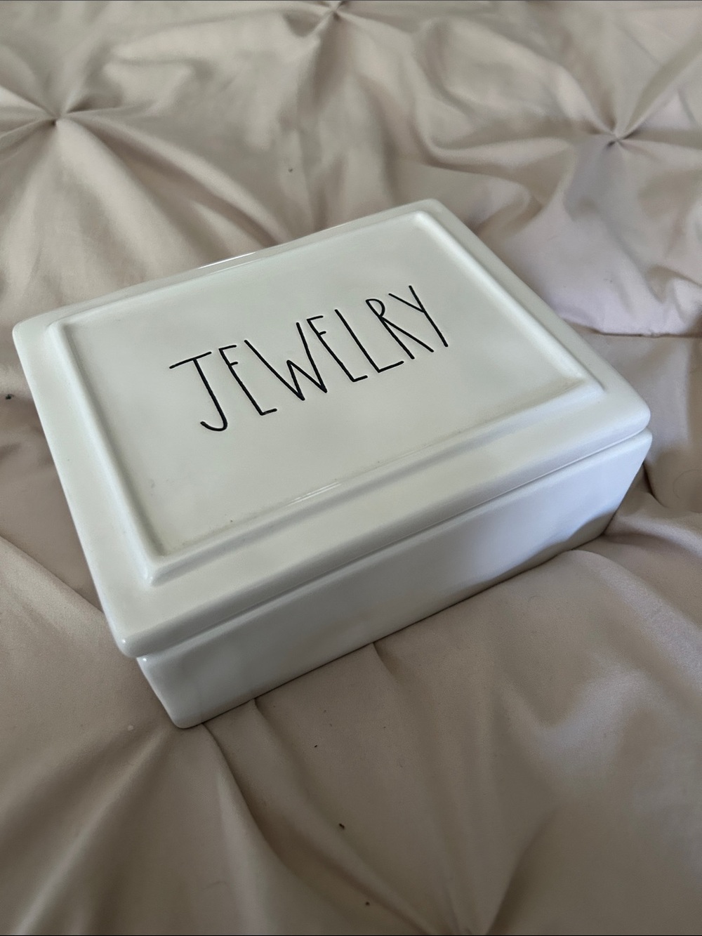 Rae Dunn Jewelry Box White Ceramic JEWELRY Trinket Box